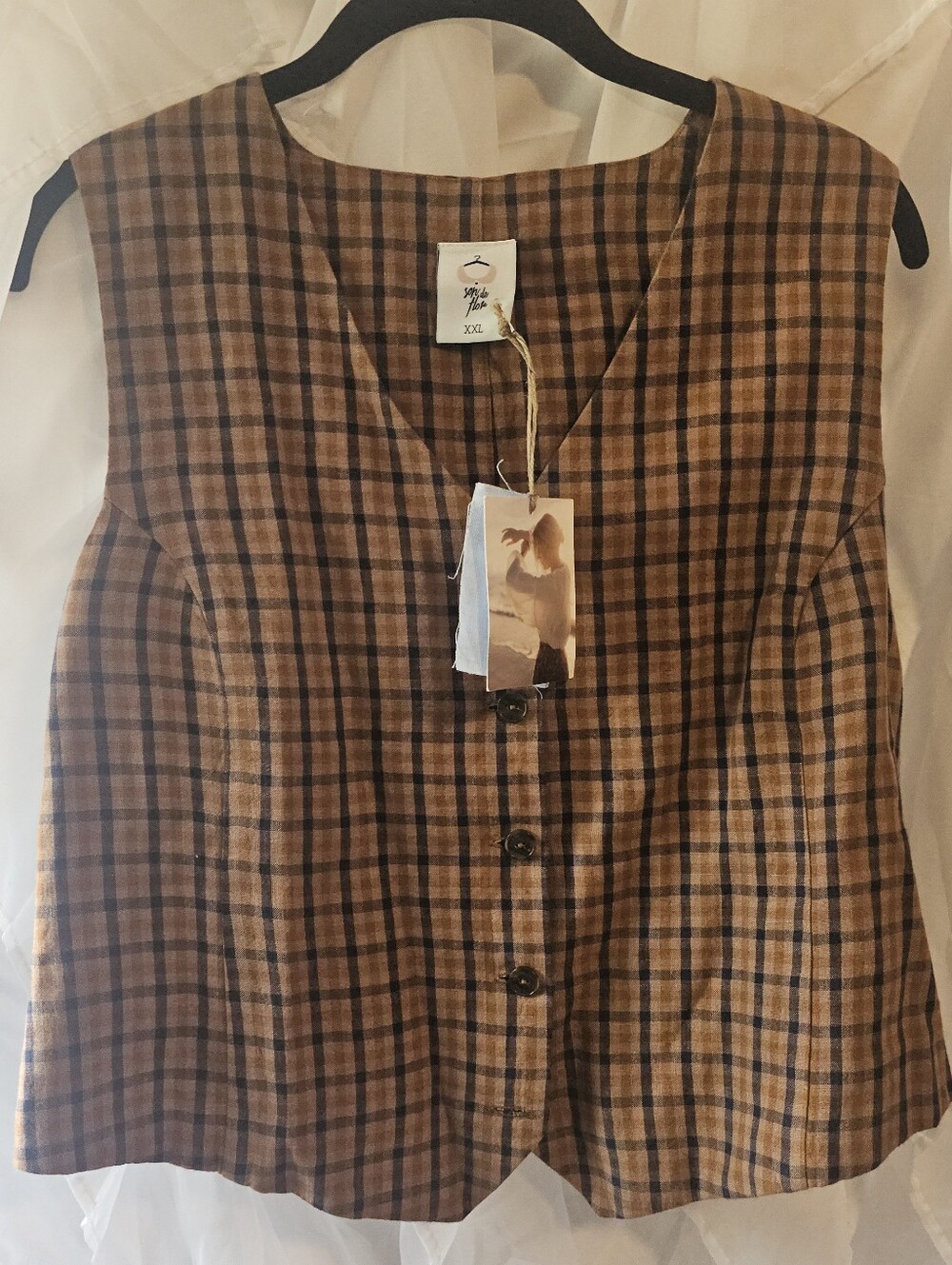 Son De Flor Classic Vest Brown Tartan